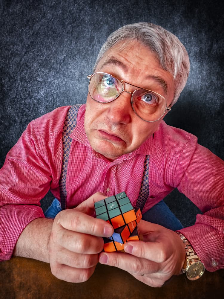 Puzzled Man and Cube by Udrea Dan — canvas wall art