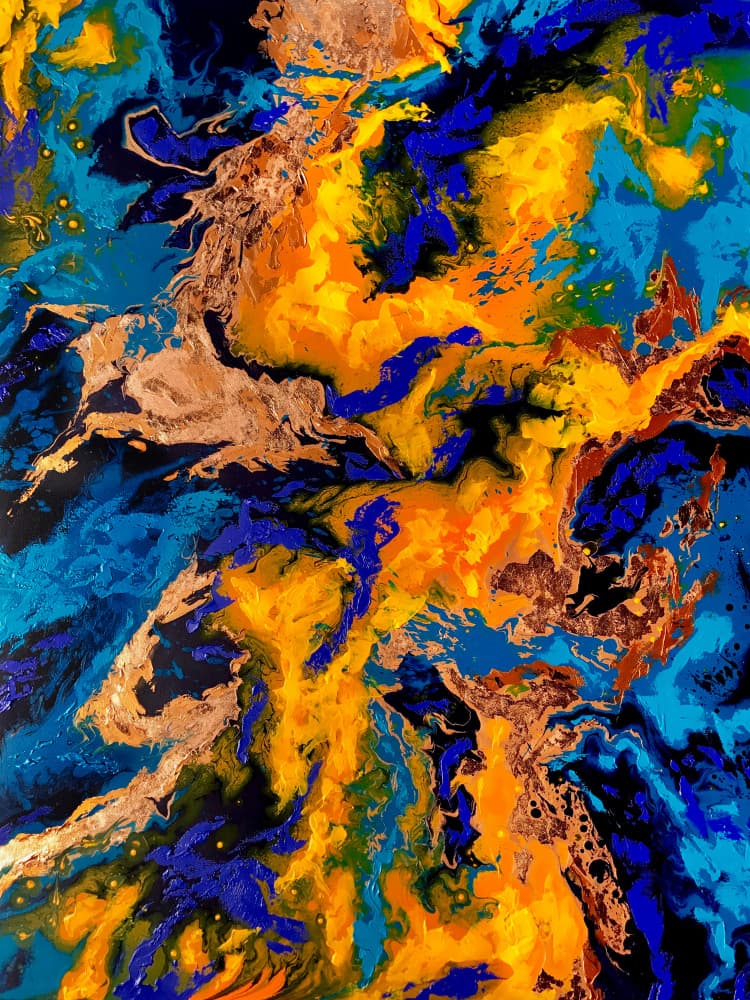 Dynamic Golden Fluid Art by Alyson Storms — canvas wall art