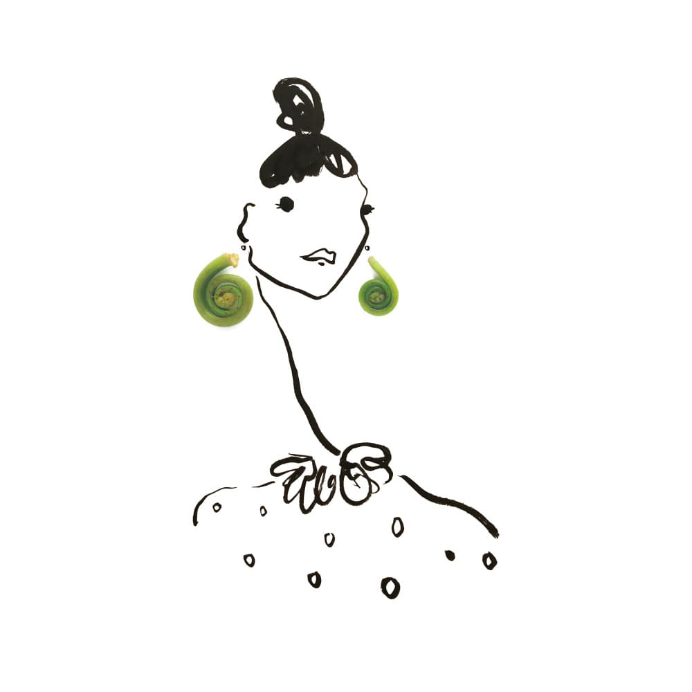 Minimalist Woman Green Earrings by Gretchen Roehrs — canvas wall art