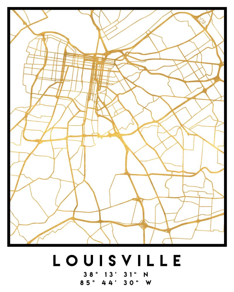 Gold Louisville Map by Emiliano Deificus — canvas wall art