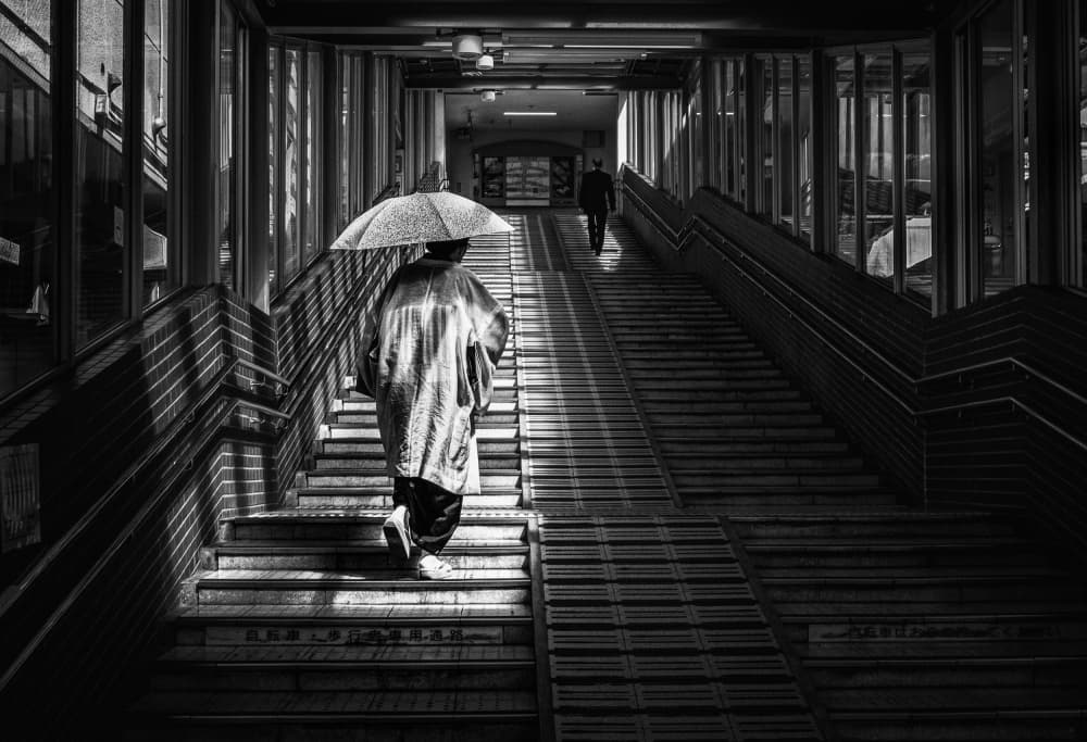 Solitary Stair Climb by Haruyo Sakamoto — canvas wall art