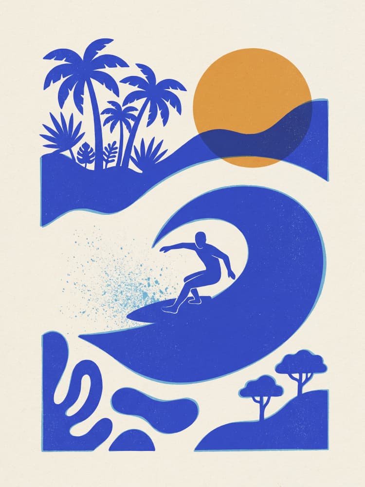 Surfer on Tropical Wave by Andreas Magnusson — canvas wall art
