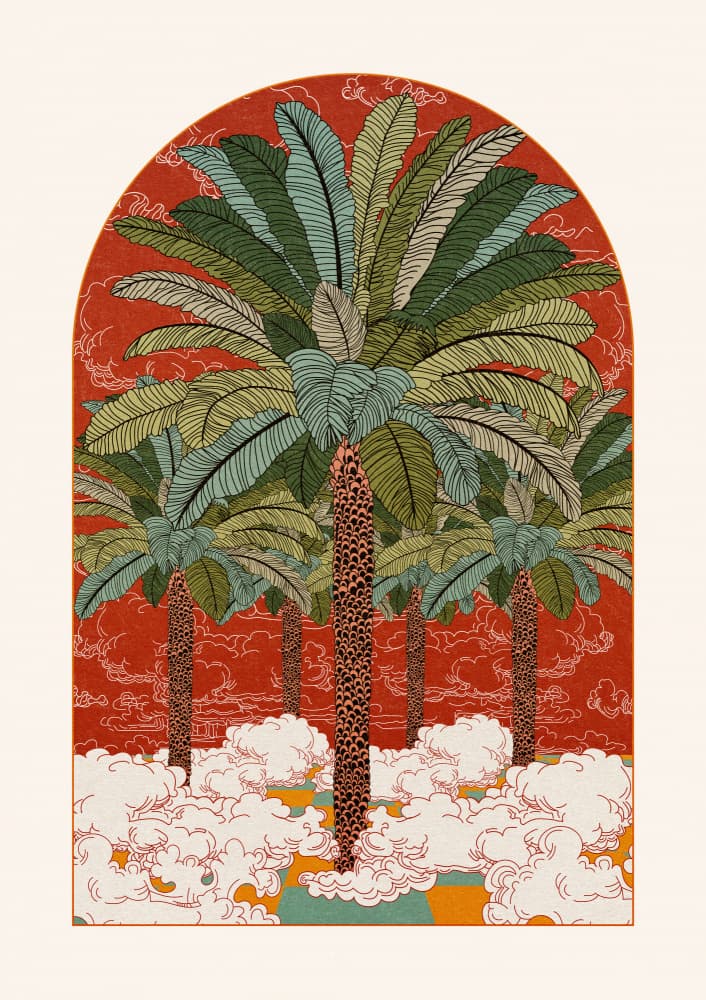 Tropical Palm Dreams by OMG Kitty — canvas wall art