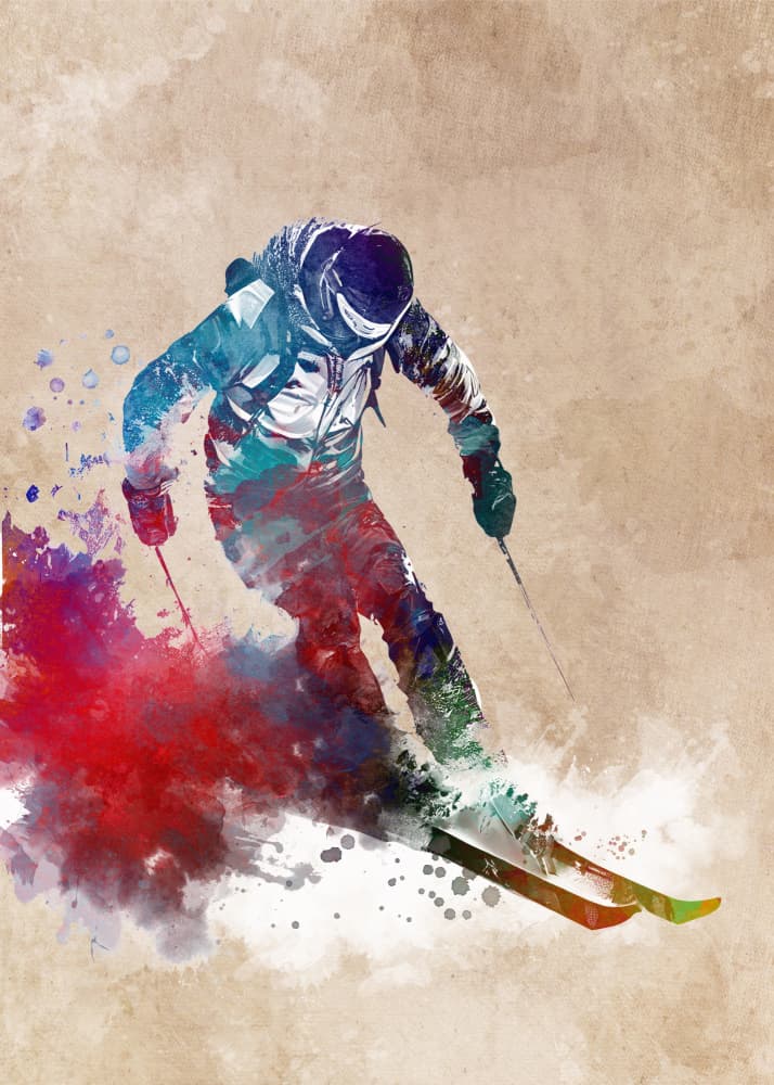 Vibrant Ski Splash by Justyna Jaszke — canvas wall art