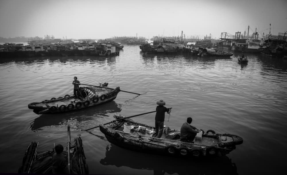 Working Harbor Boats by Allan Li wp — canvas wall art