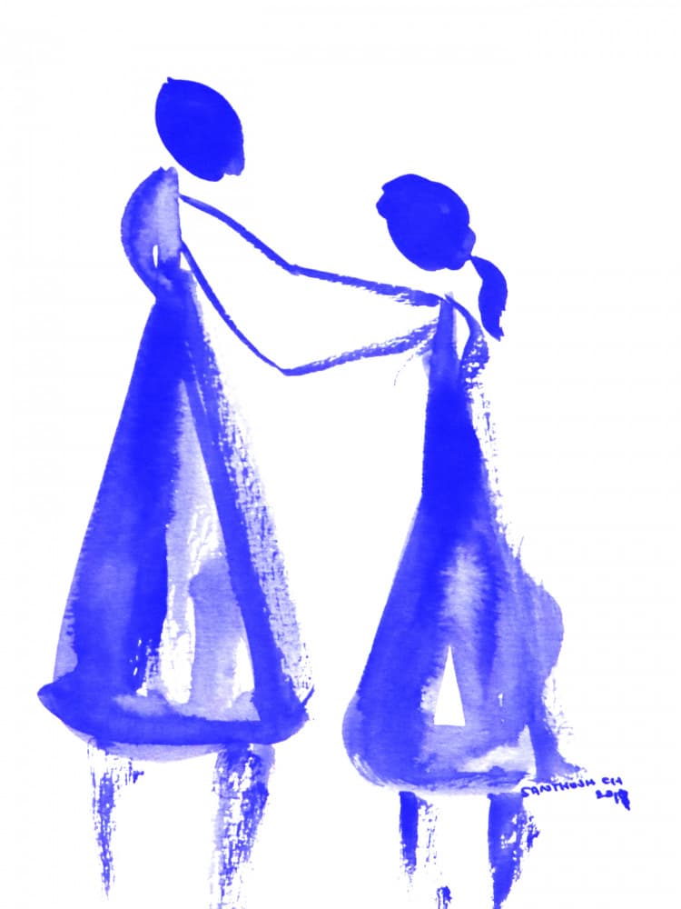 Abstract Dancers Embrace by Santhosh ch — canvas wall art
