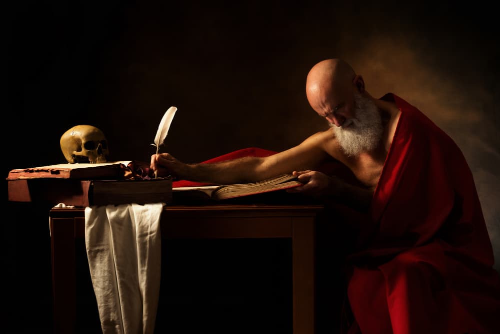 Contemplative Scholar Writing by Aglioni Simone — canvas wall art