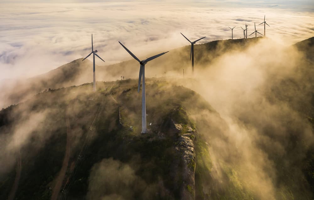 Golden Mist Wind Turbines by LIAOYUHAN — canvas wall art