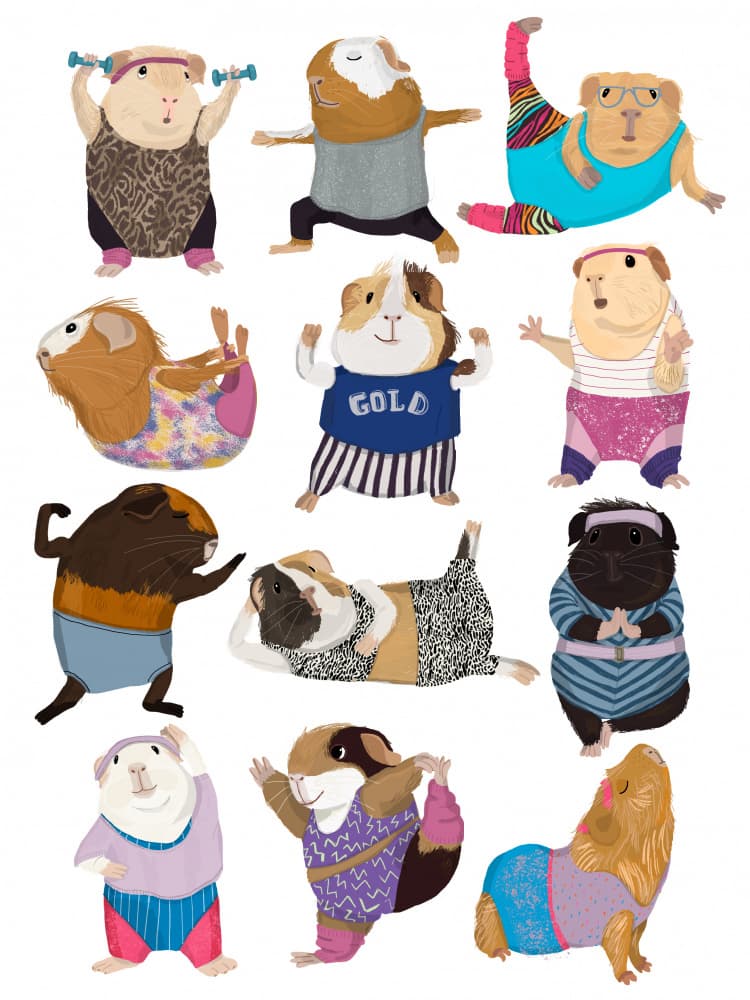 Funny Guinea Pig Yoga by Hanna Melin — canvas wall art