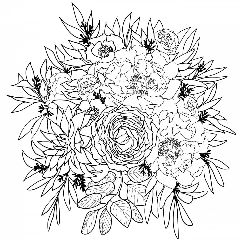 Peony Rose Line Art by Rosana Laiz Blursbyai — canvas wall art