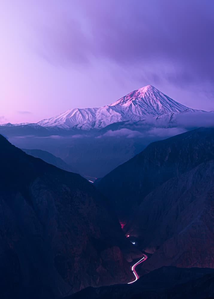 Glowing Mountain Road by Majid Behzad — canvas wall art