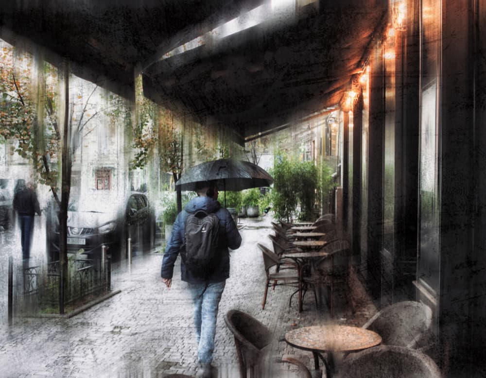 Rainy City Walk by Alexander Kiyashko — canvas wall art