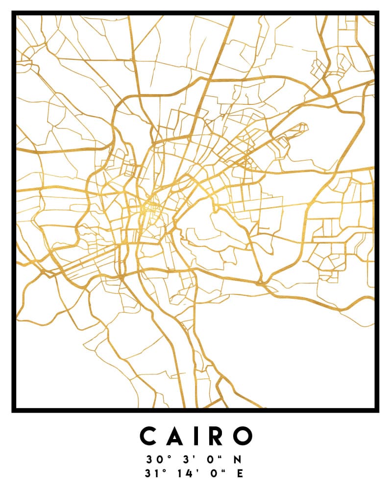 Golden Cairo Map by Emiliano Deificus — canvas wall art