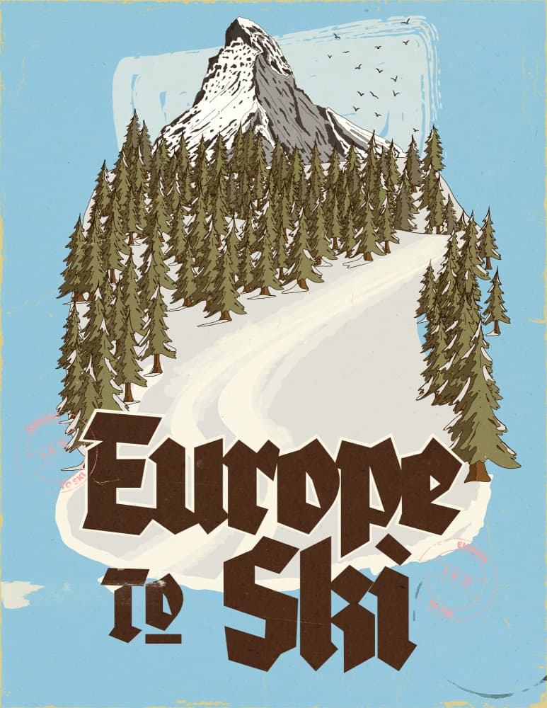Vintage Europe Ski by Nicholas — canvas wall art