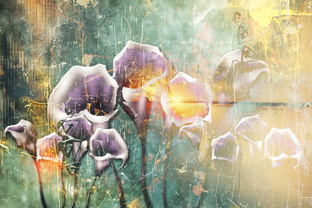 Abstract Purple Floral Glow by Rafal Kulik — canvas wall art