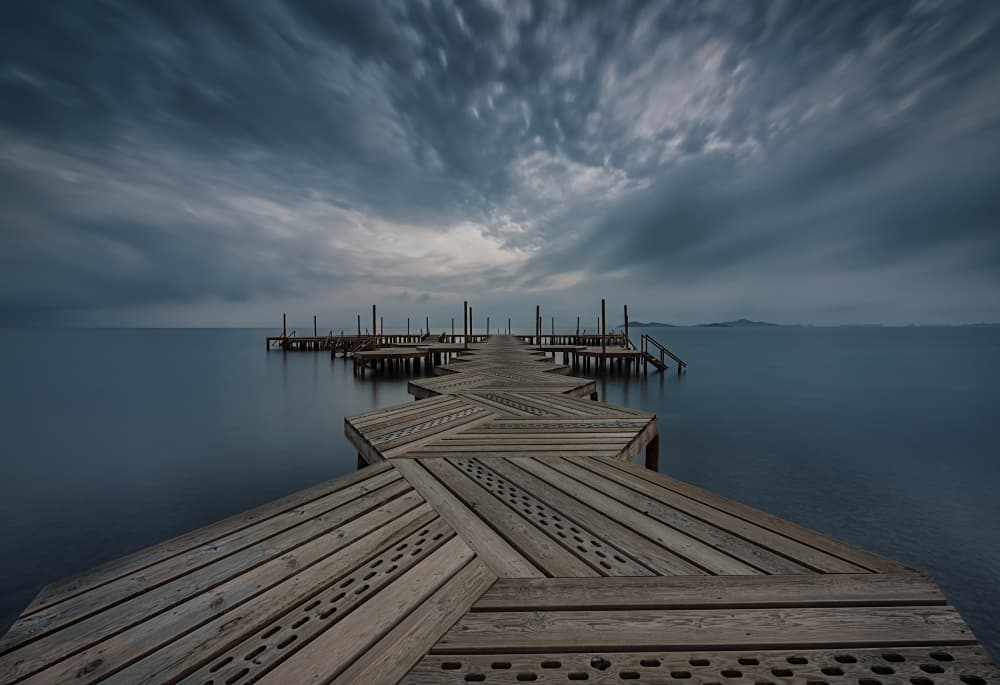 Geometric Pier Calm Water by Jose Antonio Triviño Sanchez — canvas wall art