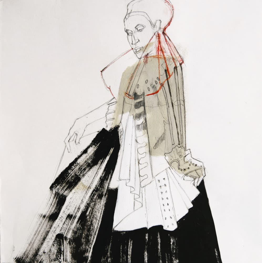 Elegant Noblewoman Sketch by Doris Schmitz — canvas wall art