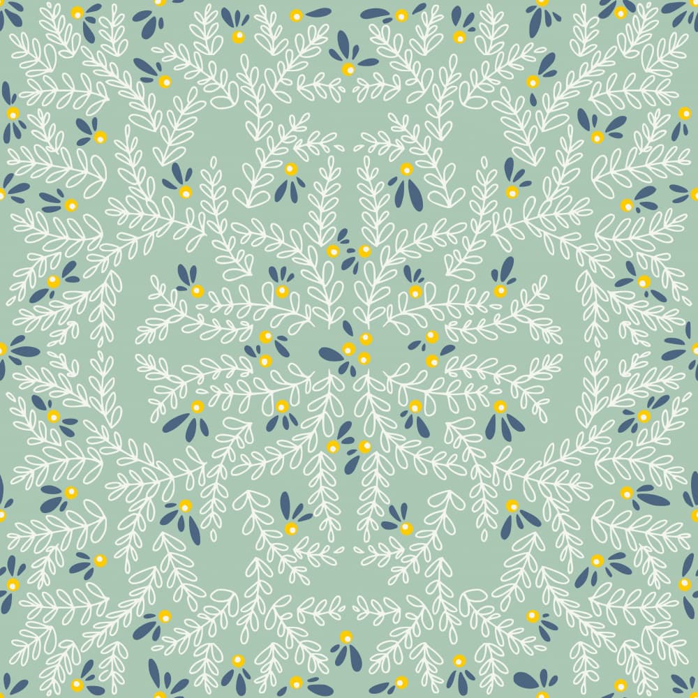 Green Whimsical Blooms by Annick — canvas wall art