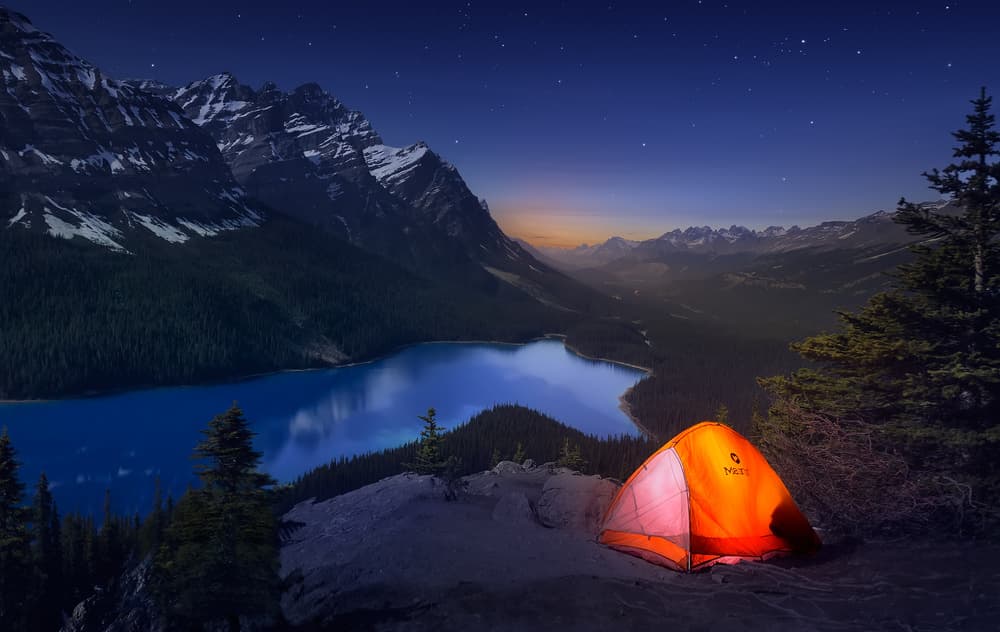 Starry Night Mountain Camp by Jesús M. García — canvas wall art