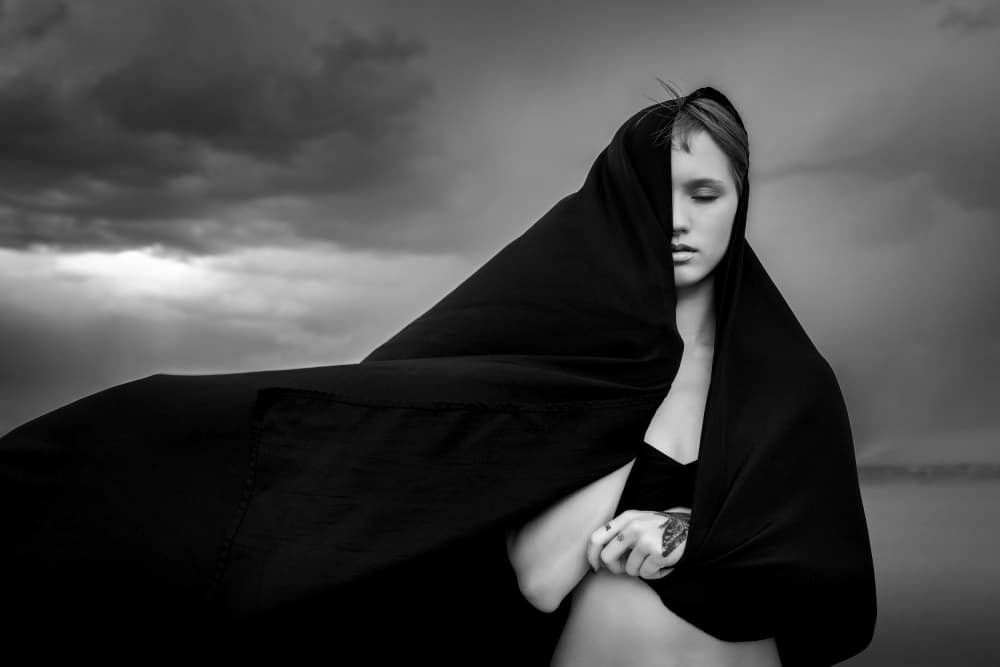 Mysterious Cloaked Figure by Ali Khataw — canvas wall art