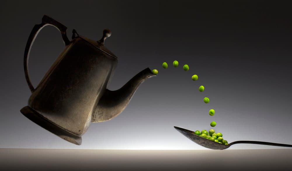 Teapot Pouring Green Peas by Wieteke de Kogel — canvas wall art