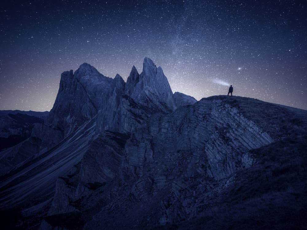 Night Peak Hiker by David Ilkovic EP AFIAP — canvas wall art