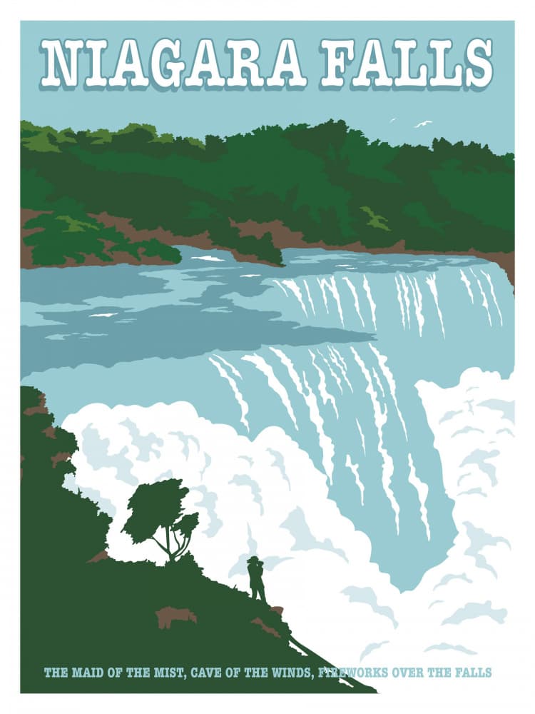 Majestic Niagara Falls by Retrodrome — canvas wall art