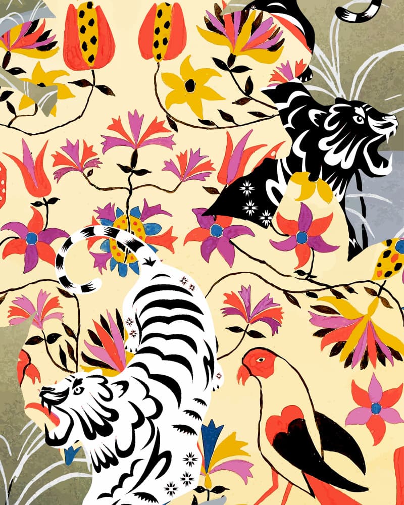 Tropical Tiger Garden by Uma Gokhale — canvas wall art