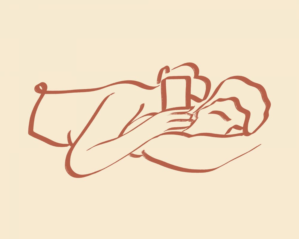 Woman Relaxing With Phone by Uma Gokhale — canvas wall art