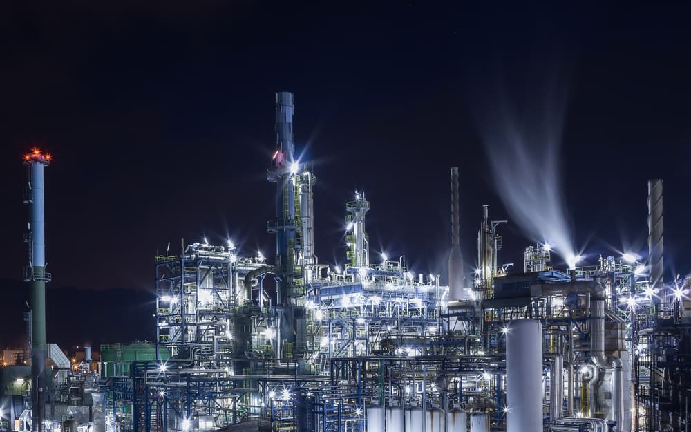 Industrial Night Lights by Alessandro Traverso — canvas wall art