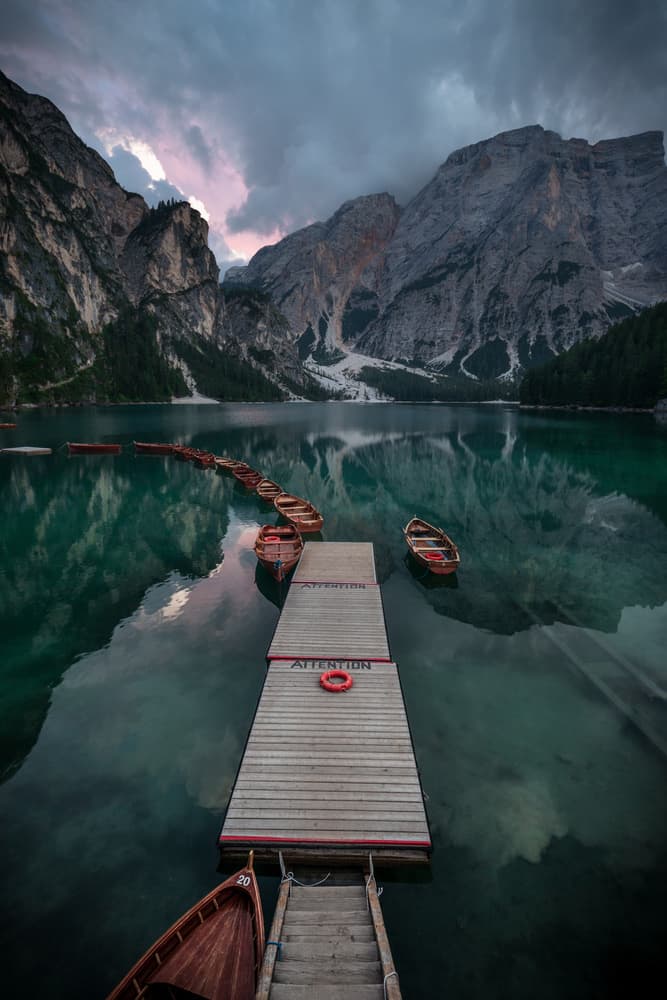 Mountain Lake Dock by Marco Tagliarino — canvas wall art