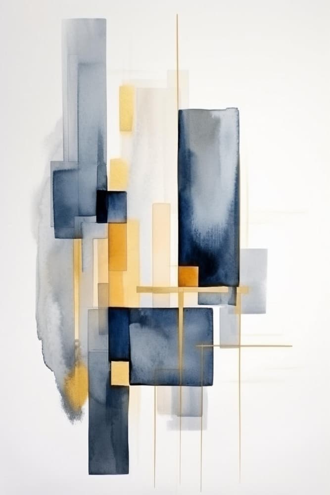 Abstract Blue Gold Structure by Sally Ann Moss — canvas wall art