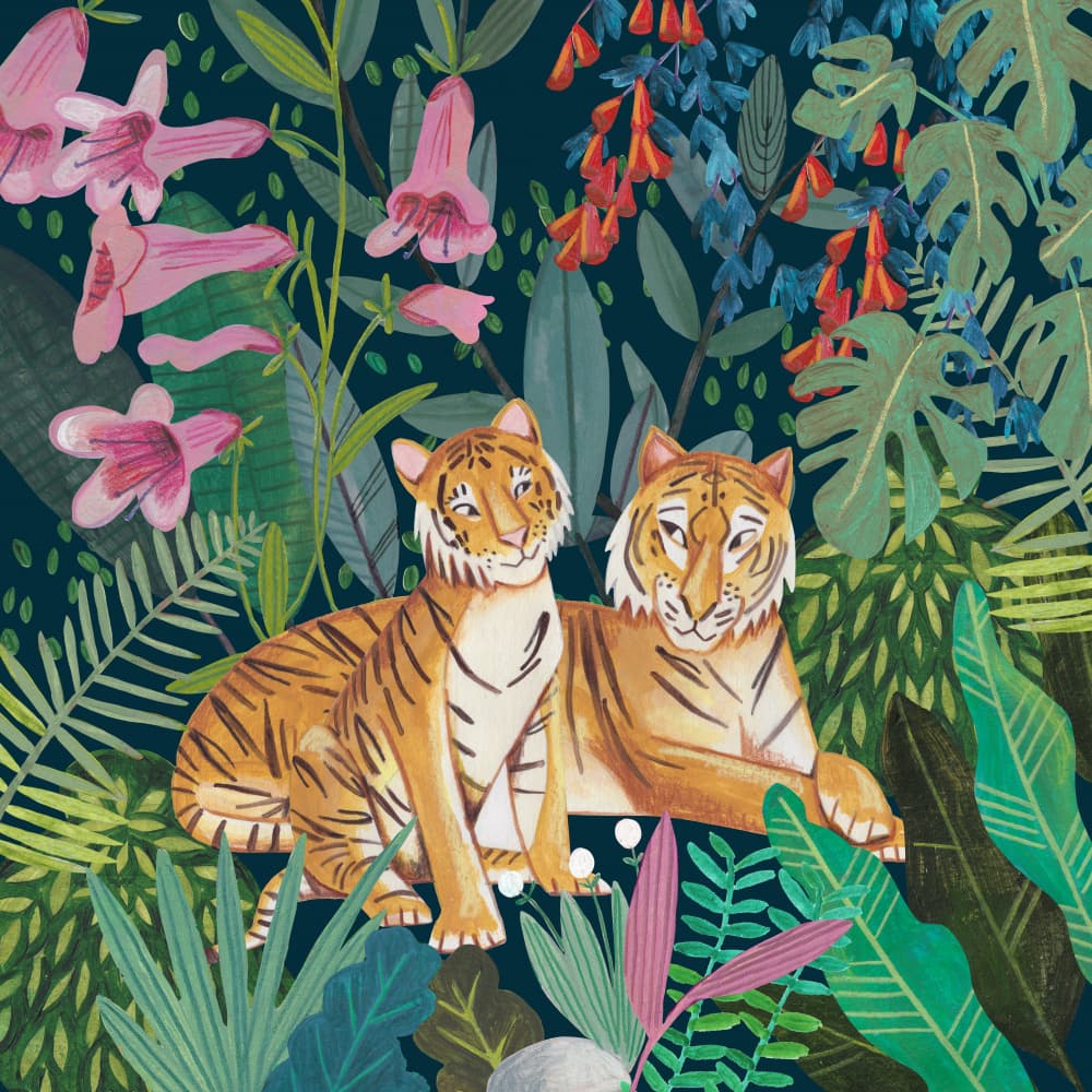 Tigers in the Jungle by Caroline Bonne Müller — canvas wall art