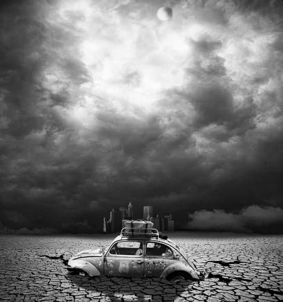 Abandoned Car Apocalypse by LARRY BUTTERWORTH — canvas wall art