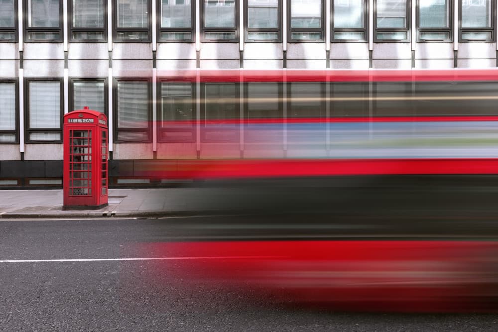 London Bus Motion by Benoît Thierard — canvas wall art