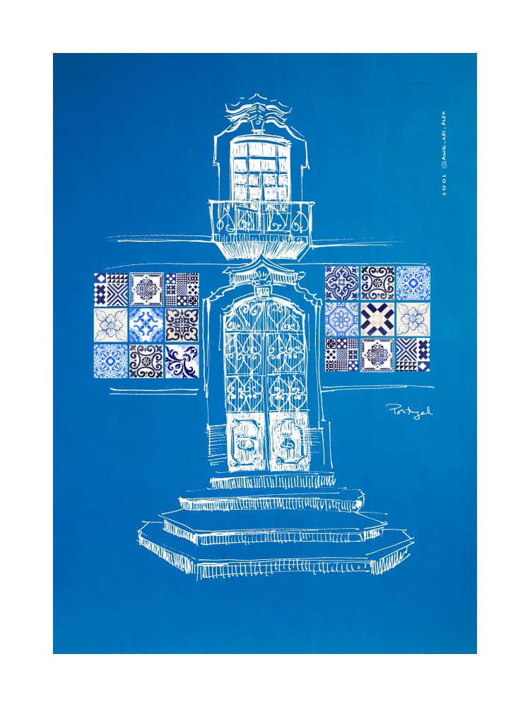 Portuguese Azulejo Blueprint by Awol Art Alex — canvas wall art