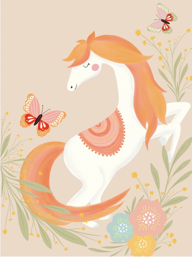 Gentle Horse and Butterflies by Nikita Jariwala — canvas wall art