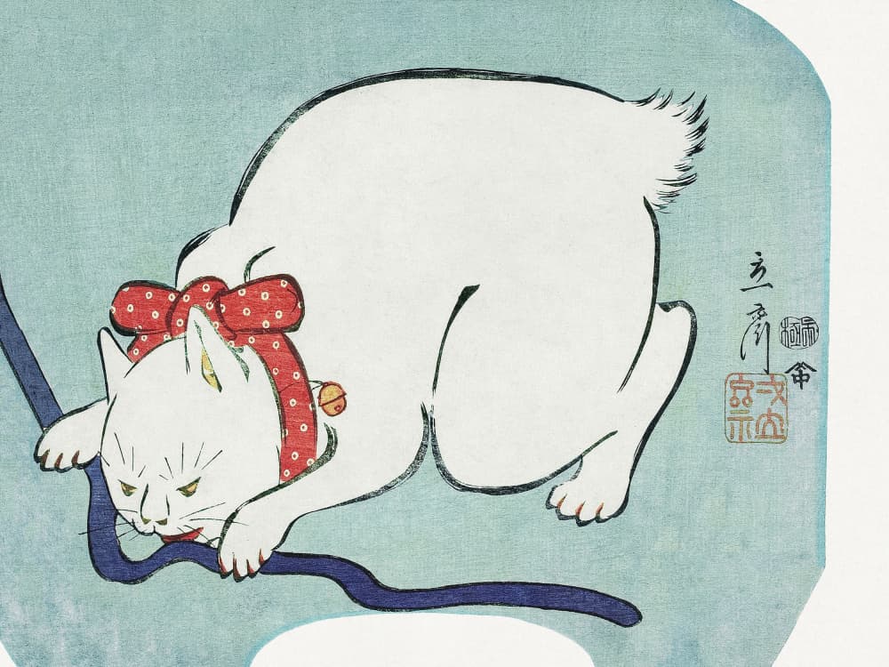 Japanese White Cat (1863) by Utagawa Hiroshige — canvas wall art