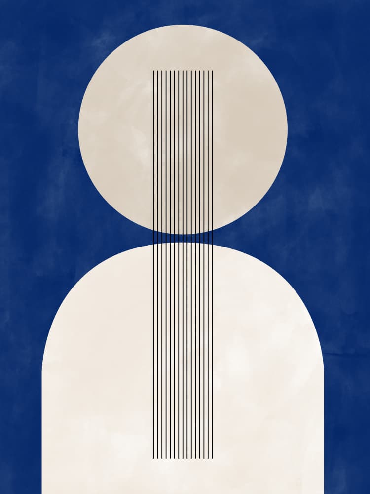Abstract Blue Beige Forms by Elena Ristova — canvas wall art