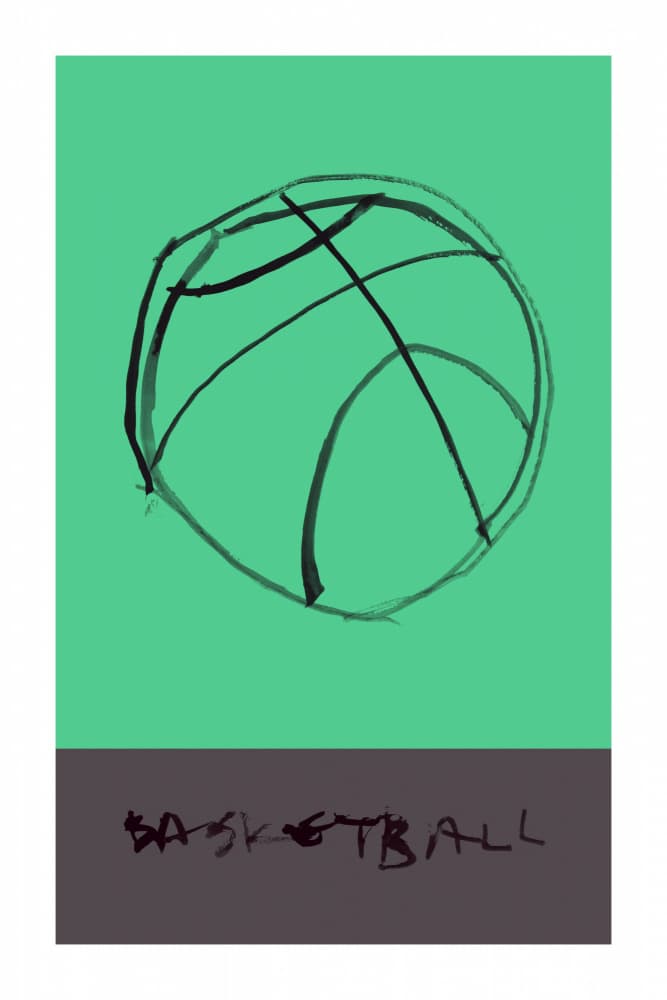 Minimalist Basketball Sketch by cartissi — canvas wall art