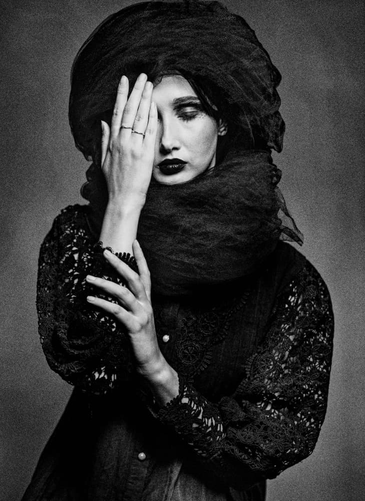 Elegant Dark Portrait by Offer Ellbogen — canvas wall art