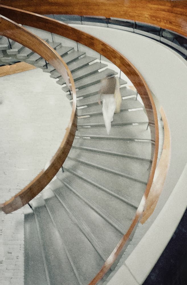Motion Down Spiral Stairs by Molly Fu APA — canvas wall art