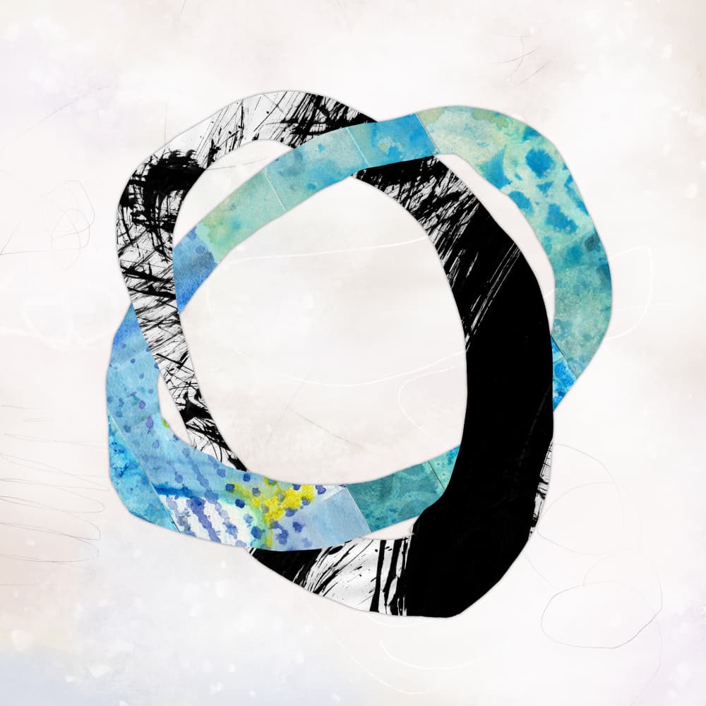 Abstract Blue Black Rings by Laura H Gibson — canvas wall art