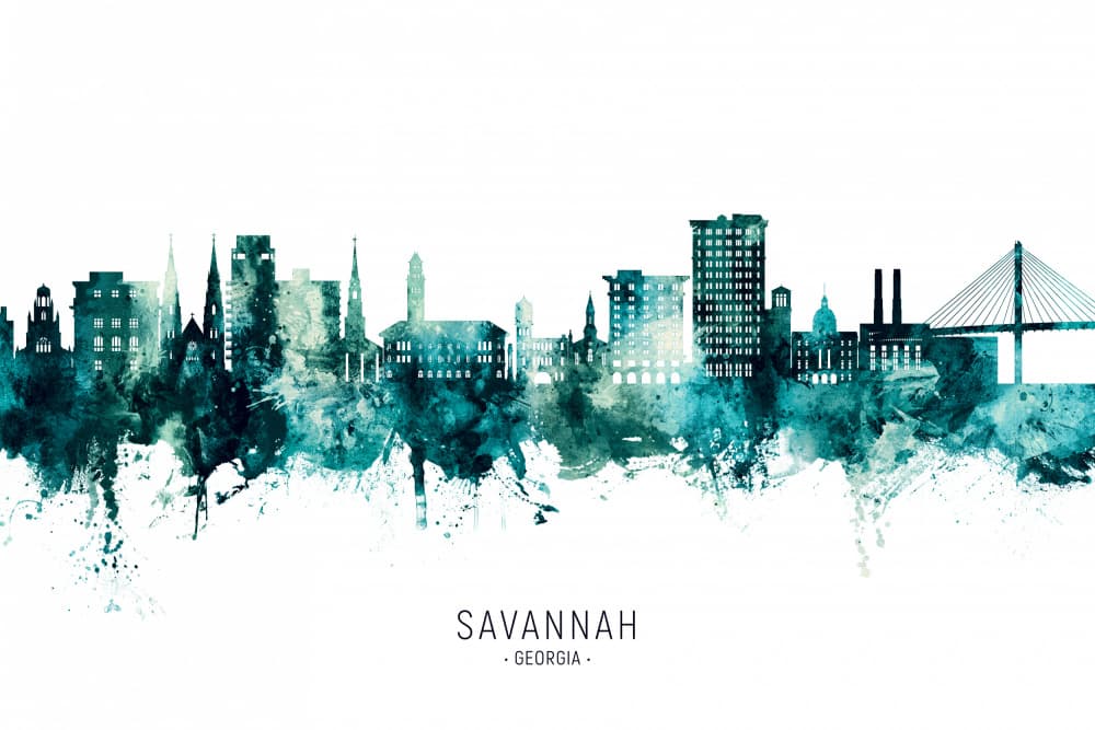 Savannah Skyline Watercolor by Michael Tompsett — canvas wall art