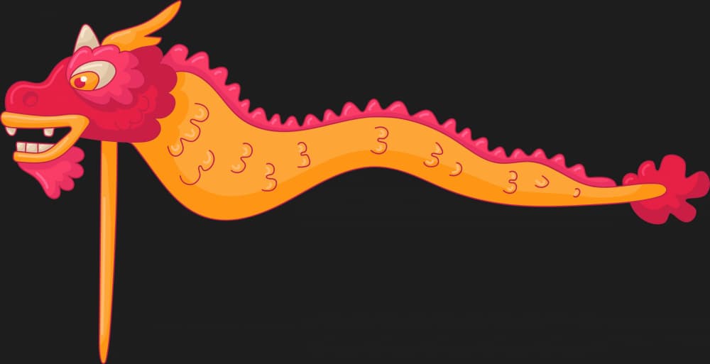 Festive Chinese Dragon by Marika Barsrsind — canvas wall art