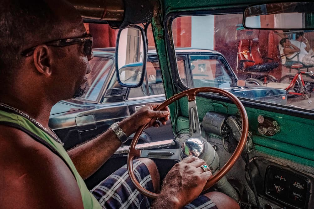 Cuban Car Driver View by Andy Bauer — canvas wall art