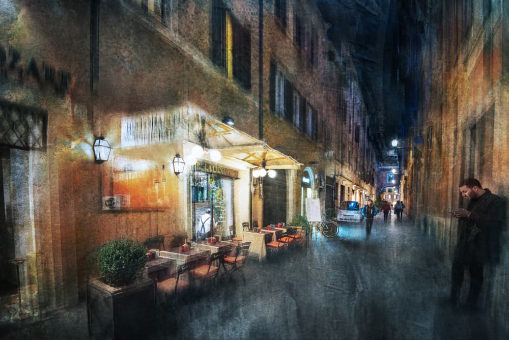 Charming Night Street by Nicodemo Quaglia — canvas wall art