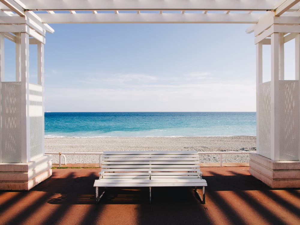 Coastal Bench View by Paco Palazon — canvas wall art