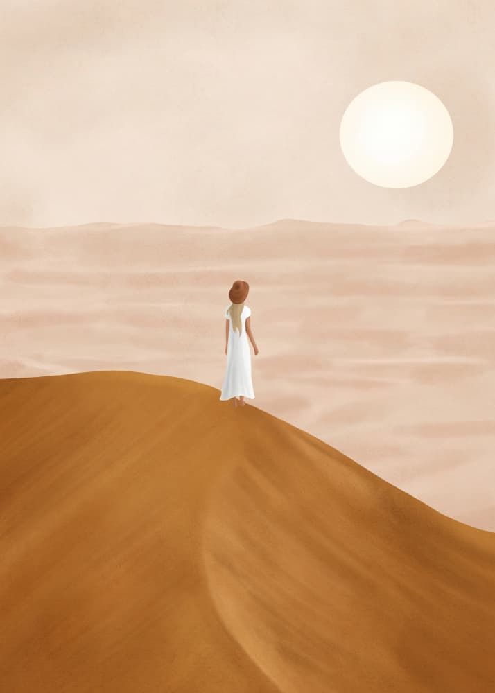 Solitary Desert Journey by Flow Line — canvas wall art