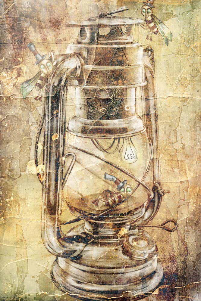 Steampunk Bee Lantern by Rafal Kulik — canvas wall art